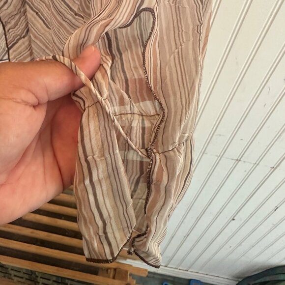 XOXO Sheer Striped Long Sleeve Blouse With Tie Cuffs - Picture 6 of 9